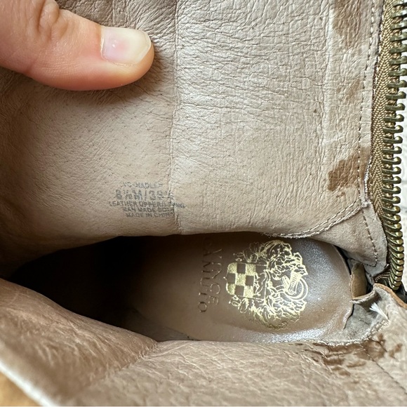 Vince Camuto tan suede chunky heel ankle boots sz 8.5 - Picture 8 of 8